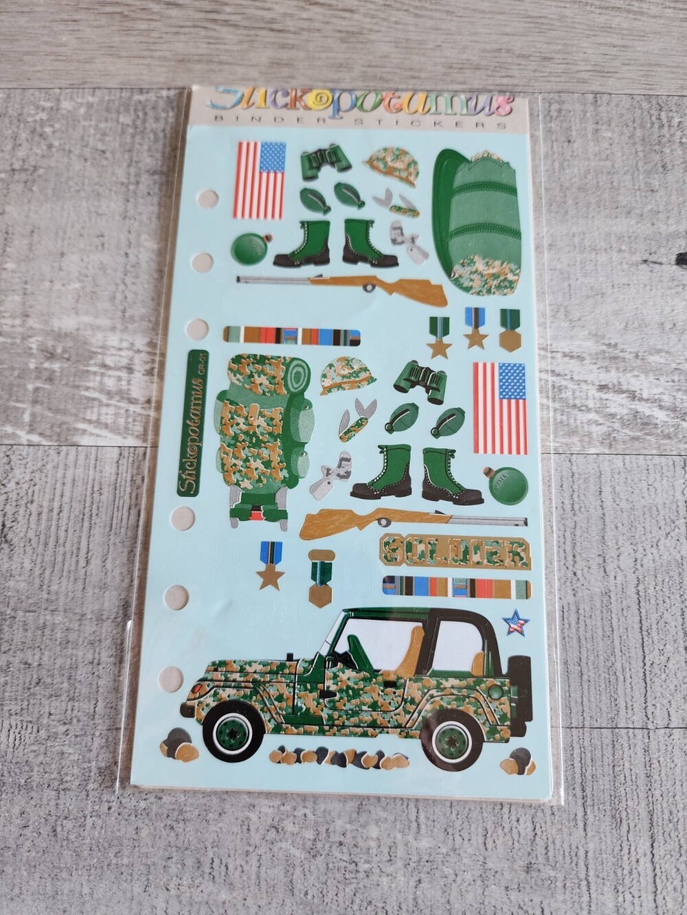 Sticko Stickers - Army Fatigues Uniform Patriot Scrapbooking RETIRED NEW #40